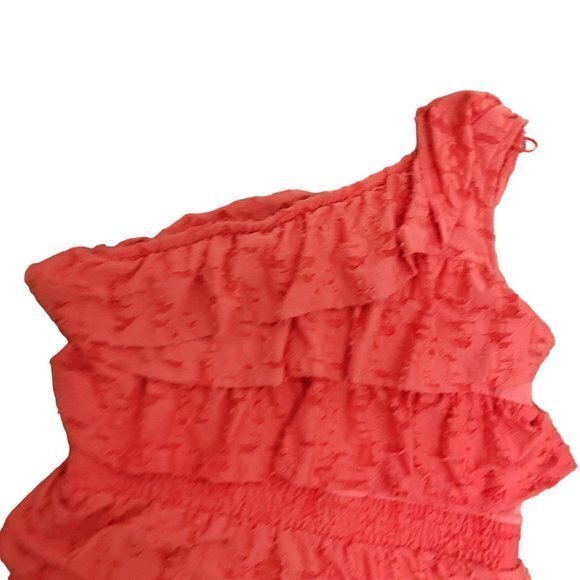 LC‎ Lauren Conrad Womens Size XL Orange Tiered Ruffle One-Shoulder Dress - Picture 2 of 6